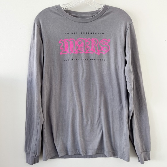 Mars Tops Thirty Seconds To Mars Grey Long Sleeve Band Tshirt
